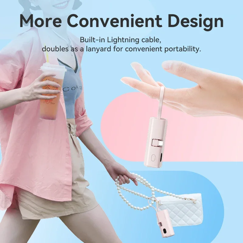 Vention بنك طاقة صغير 4800 مللي أمبير 22.5 واط نوع C PD شاحن سريع بطارية احتياطية خارجية باور بانك محمول لهاتف آيفون وسامسونج وشاومي