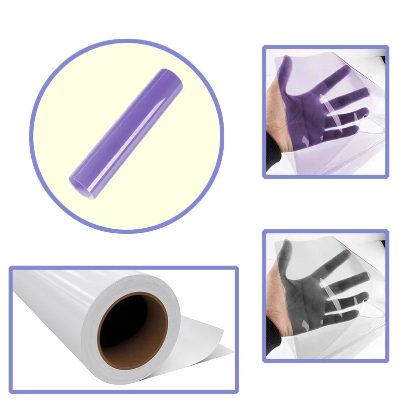 30cm Wide UV Blocking Aliphatic TPU White to Purple Headlamp Film Self Healing High Stain Resistant No Adhesive Residue