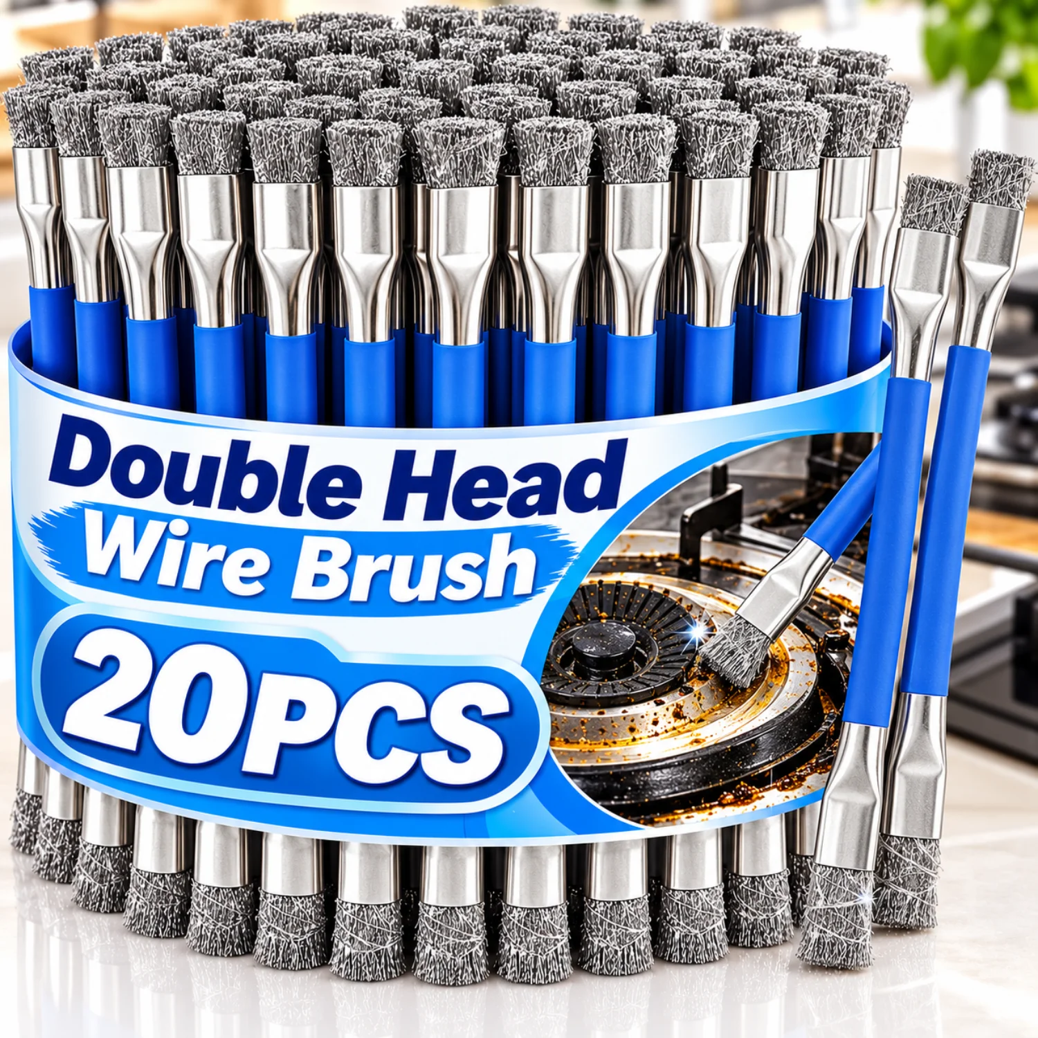 Wholesale Stainless Steel Wire Brush Heavy Duty Double Headed Scrub Brush For Metal Part Rust Removal Cleaner Hand Cleaning Tool