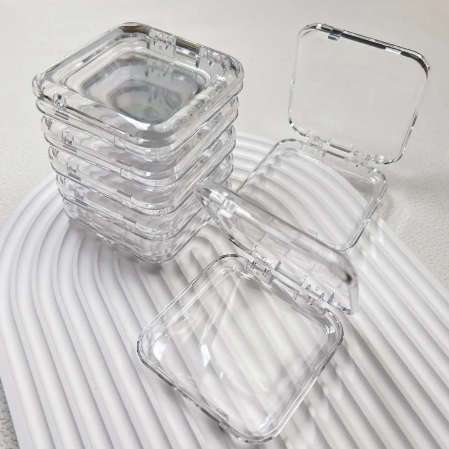 5Pcs Transparent Pink Plastic Storage Box Nail Art Display Stand Fake Nails Organizer Packing Box for Beauty Supplies