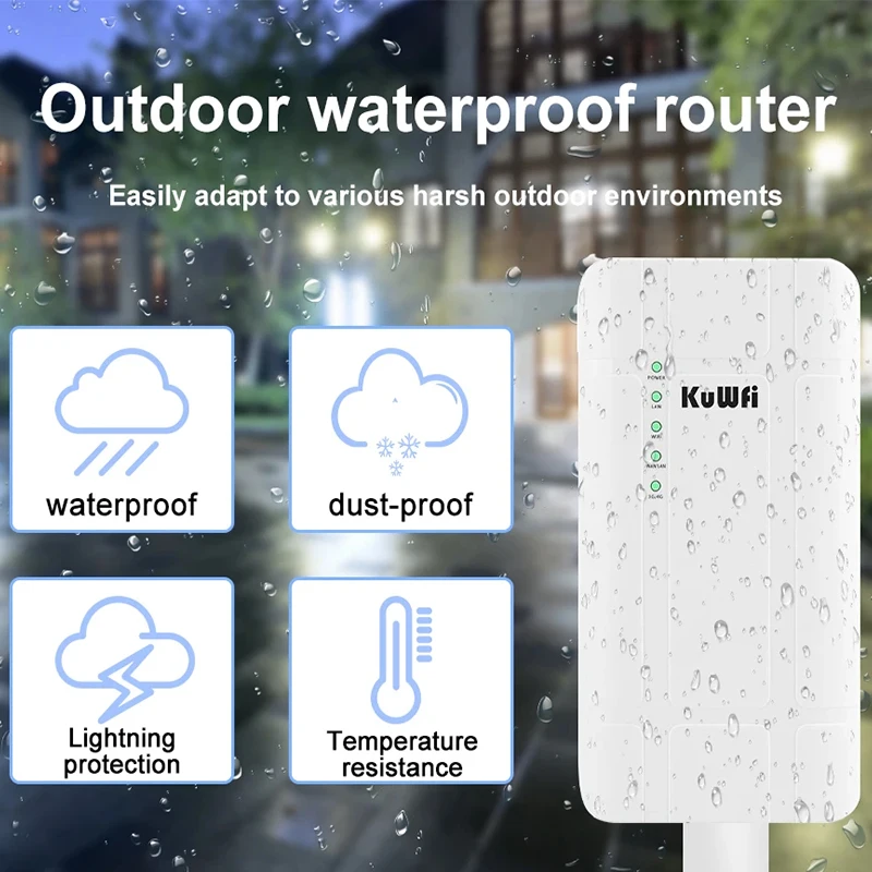 Imagem -02 - Kuwfi-roteador Wi-fi sem Fio 4g Lte ao ar Livre Roteador Cpe Cat4 com Adaptador 24v Poe Porta Lan Rj45 Wan para Câmera ip 150mbps