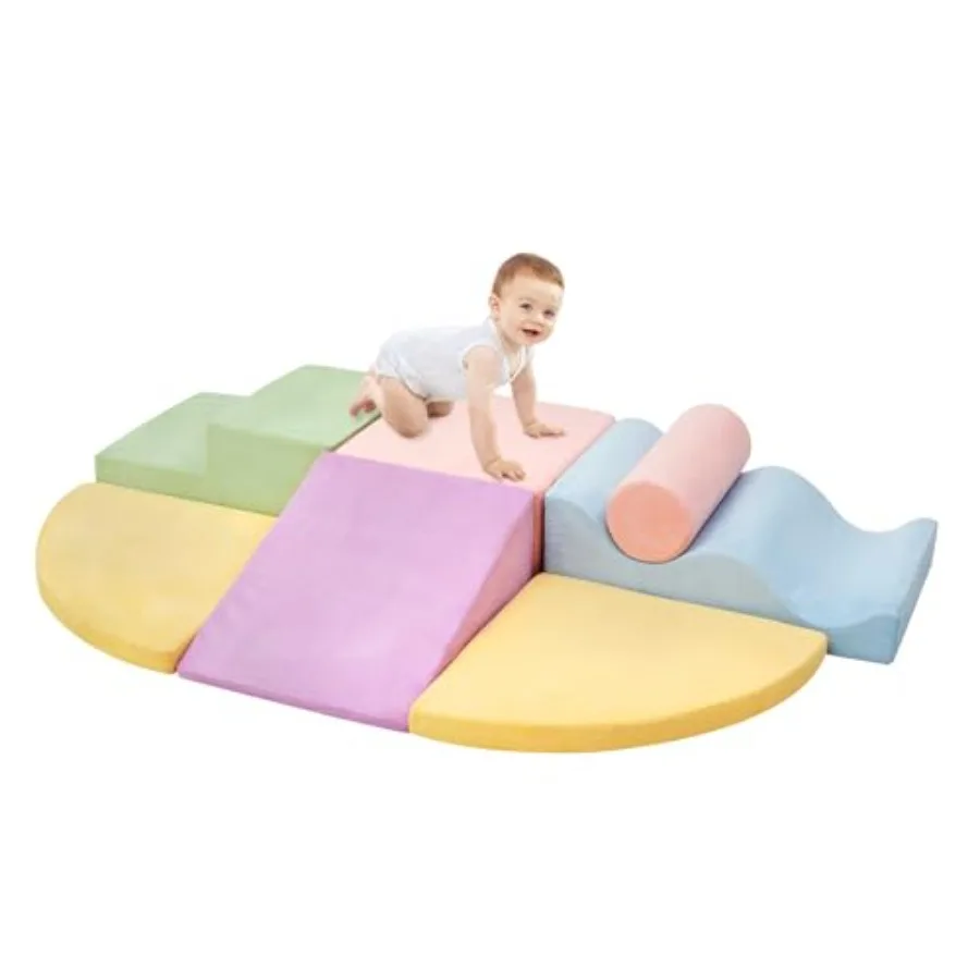 

Indoor toddler climbing toys: soft foam, multicolor, 7-piece set for safe climbing, crawling, and sliding in playtime corner