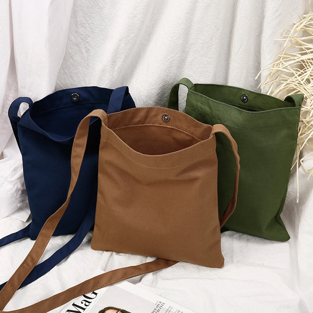 Cotton Canvas Bags Shopping Shoulder bag Eco-Friendly foldable grocery bags folding Tote Portable Handbags Pen Storage Bags