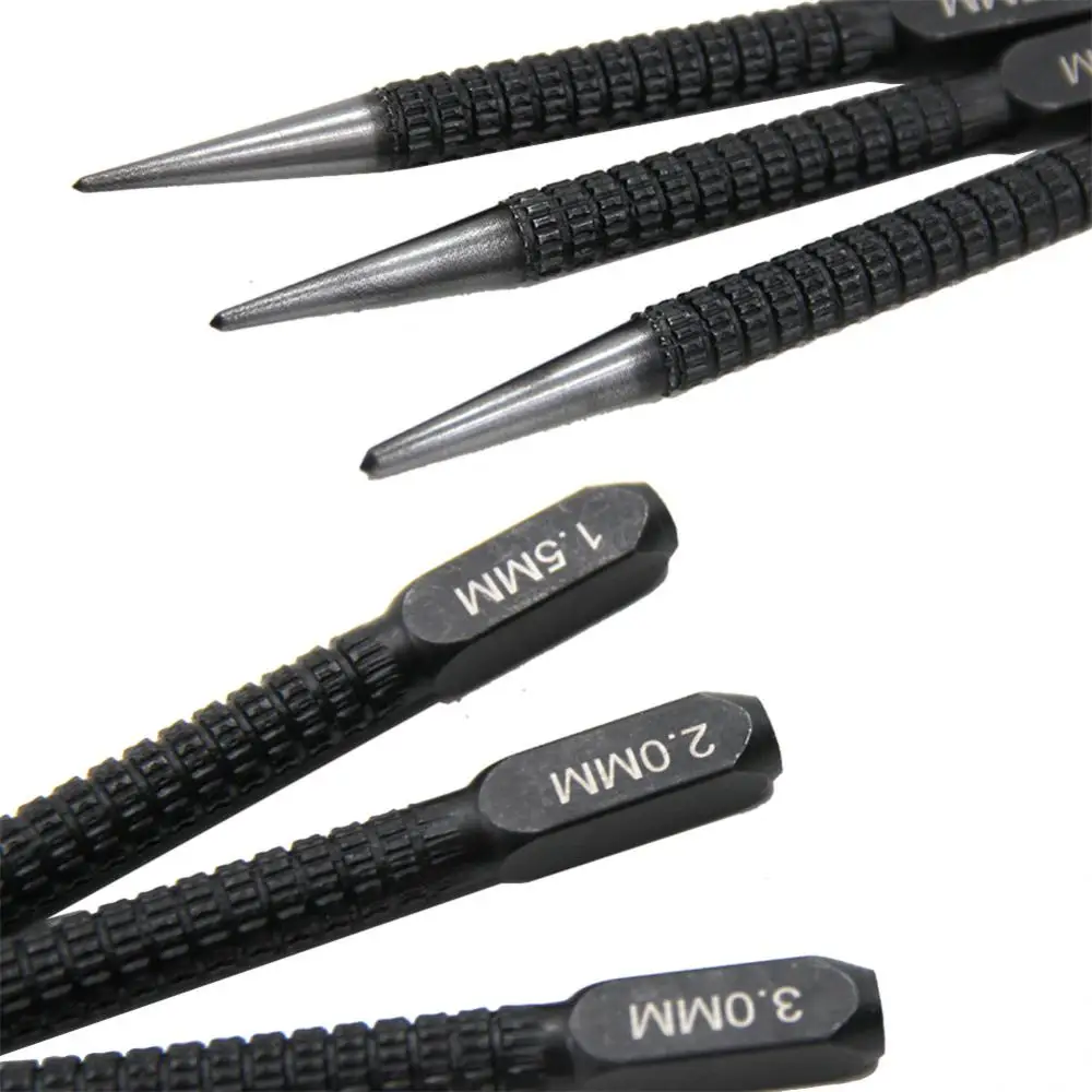 3PCS High-carbon Steel Center Punch Set Non-Slip Center Pin Punch Used For Drilling Of Alloy Steel Metal Wood Punch Pin Tool