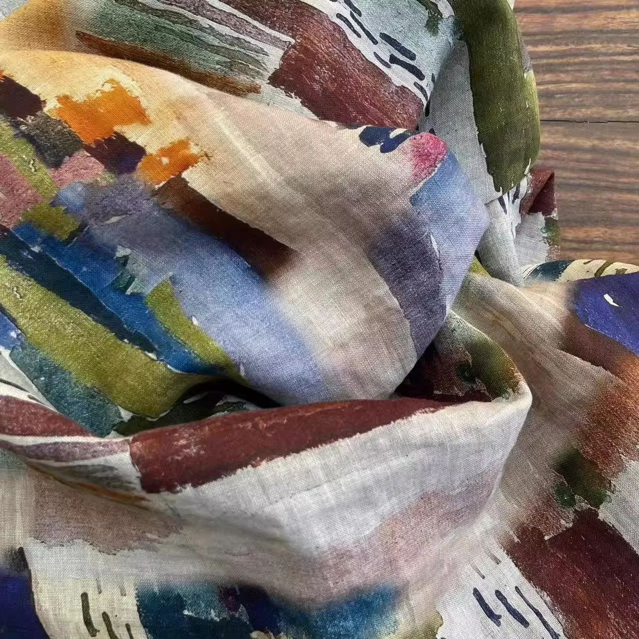 

1yard natural ramie fabric Unique pattern printing tissu Skirt dress shirt bag cheongsam fabric for clothing