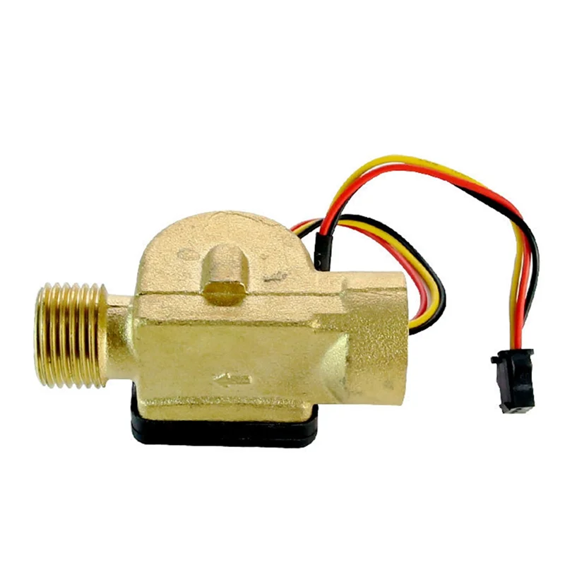 

AT05-Brass 1/2" For Water Flow Sensor Hall Turbine Pulse Flowmeter 1.75Mpa DC5- 18V External Thread For Water Heater
