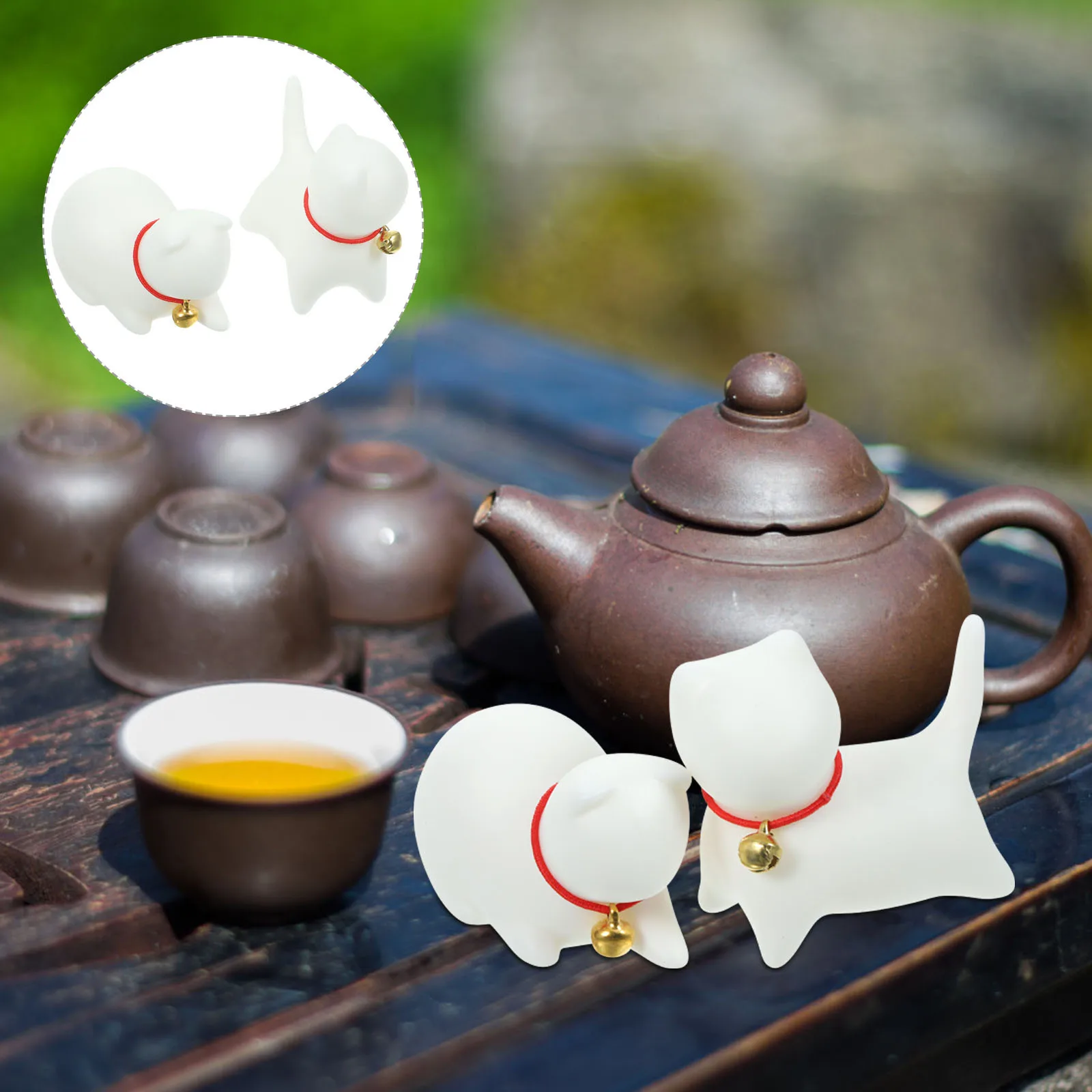 

2Pcs Ceramic Cat Statue Compact Size Living Room Coffee Shop Library Hotel Decoration Ceramic Cat Figurine Desktop Animal Decor