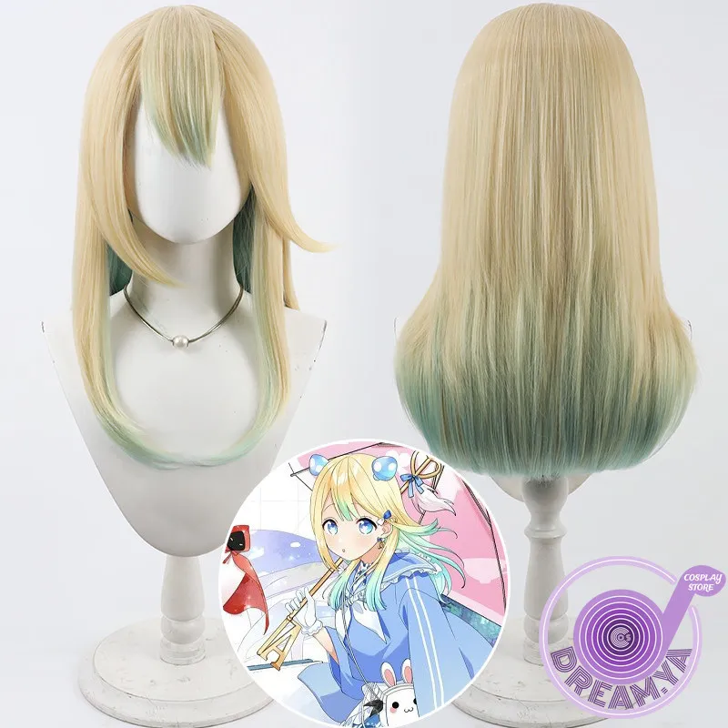 Aoharu Alice Cosplay Wig Compass Yellow Blue 55cm Heat Resistant Synthetic Hair Halloween Party Role Play Carnival + Wig Cap