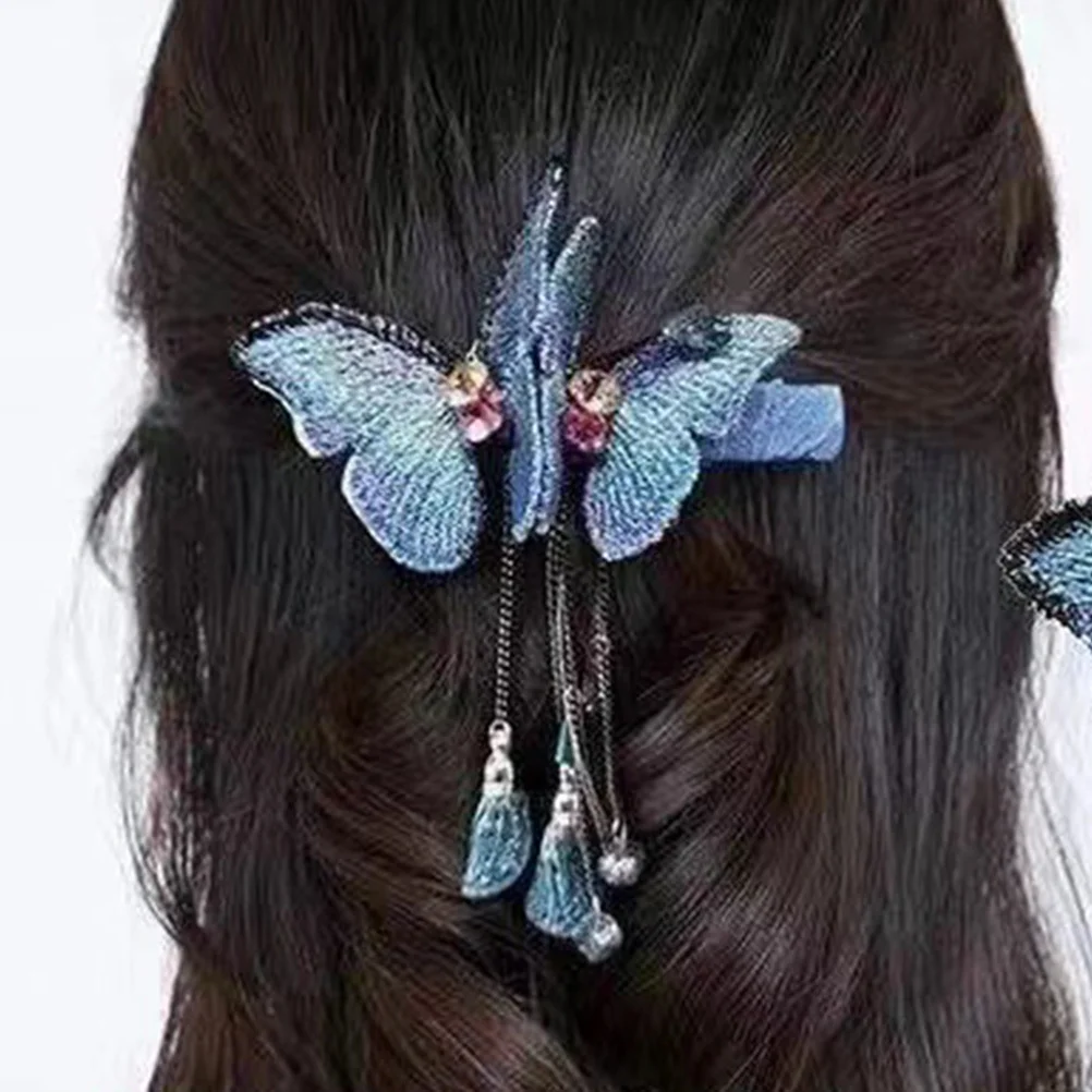 

2 шт., заколки для волос с кисточками, элегантные аксессуары, металлические заколки с бабочками для женщин, модный костюм, повседневное использование, вечеринка