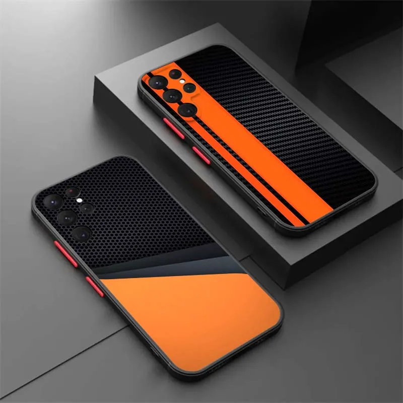 

Carbon fiber art pattern Phone Case For Samsung Galaxy S25 S24 S23 S22 S21 S20 S10 S9 Ultra Plus FE 5G Frosted Translucent