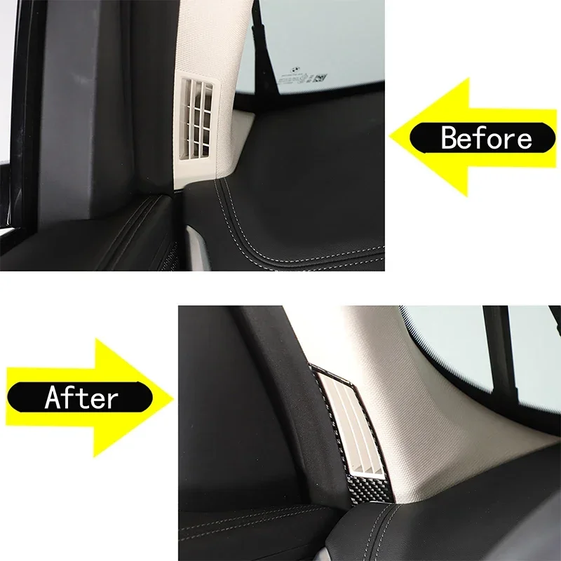 لسيارات BMW X1 U11 2023-2024 لينة من ألياف الكربون سيارة A-عمود منفذ الهواء ملصق اكسسوارات السيارات الداخلية #2