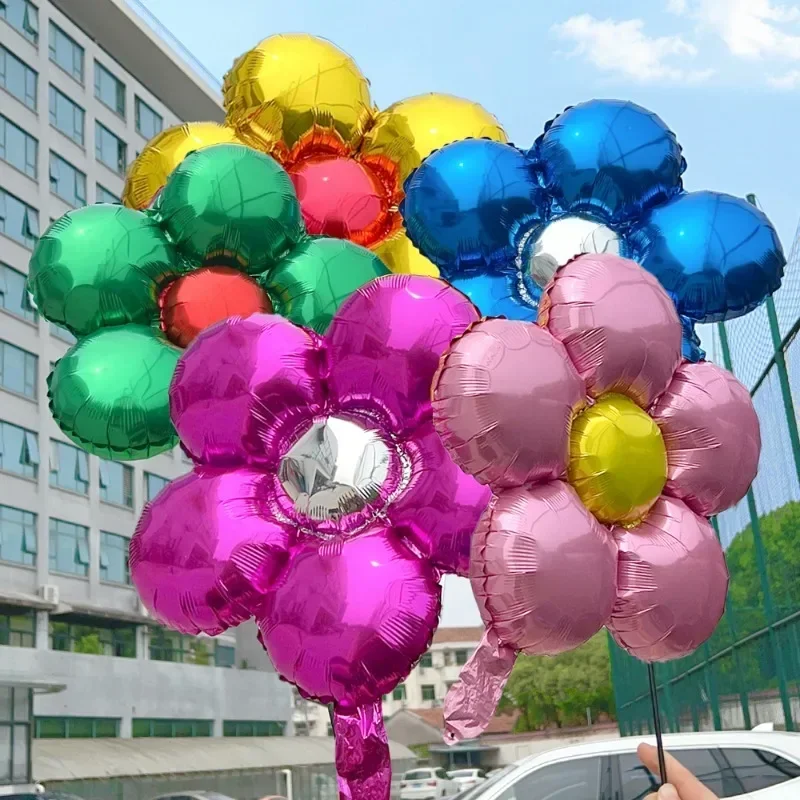 5/30PCS Five-petal Flower Balloons Color Aluminum Foil Inflatable Balloon Reusable Birthday Party Wedding Decorative Supplies