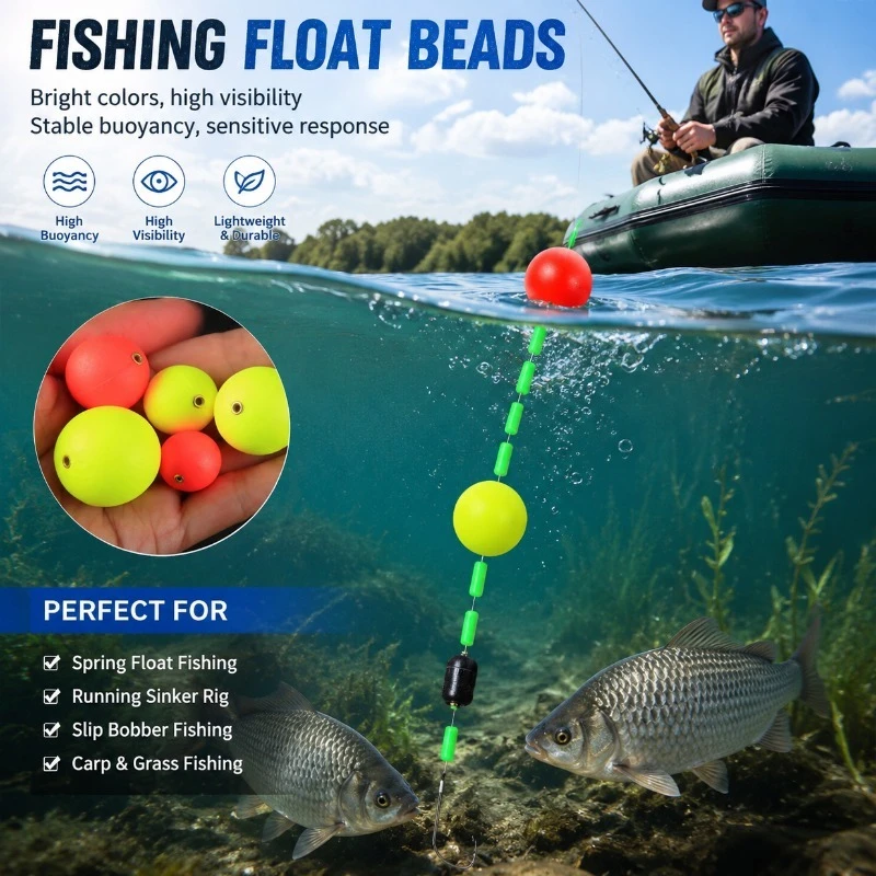 Fishing Float Bobber Set Round Slip Floats for Bottom and Lure Fishing Carp Tackle Ball Buoys 10pcs Pack High Visibility Outdoor