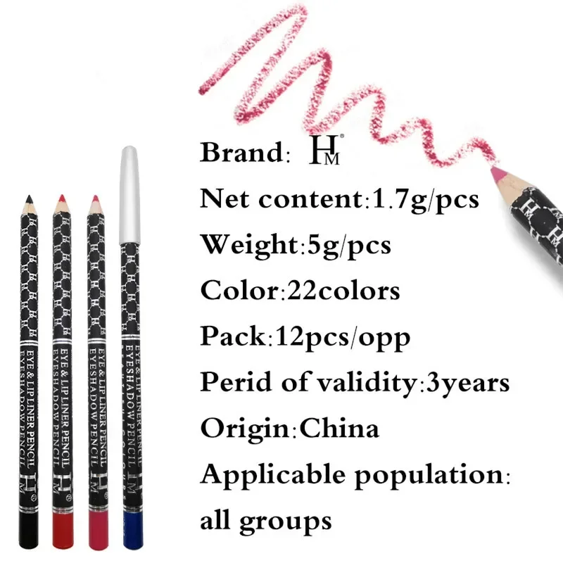 22 Colors Lipliner Pencil Lip Makeup Lipstick Eyeliner Pencils Waterproof Lipliner Lady Charming Lip Liner Cosmetics Maquiagem