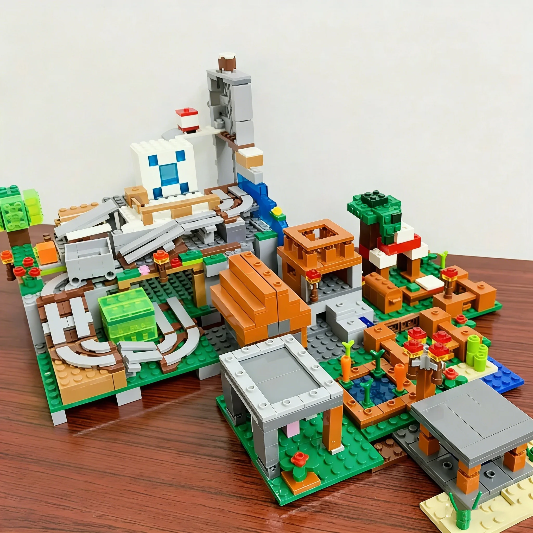 Juguete de bloques de construcción de pueblo de cueva apilable con mecanismo pequeño y dragón negro azul | ABS durable | Colección Decoración Regalo