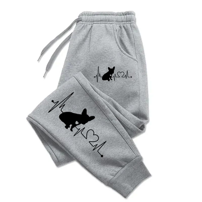 

Electrocardiogram Dog Printing Women Men Sweatpants Baggy Running Joggers Loose Warm Tracksuit Fitting Casual Couple Sportswear