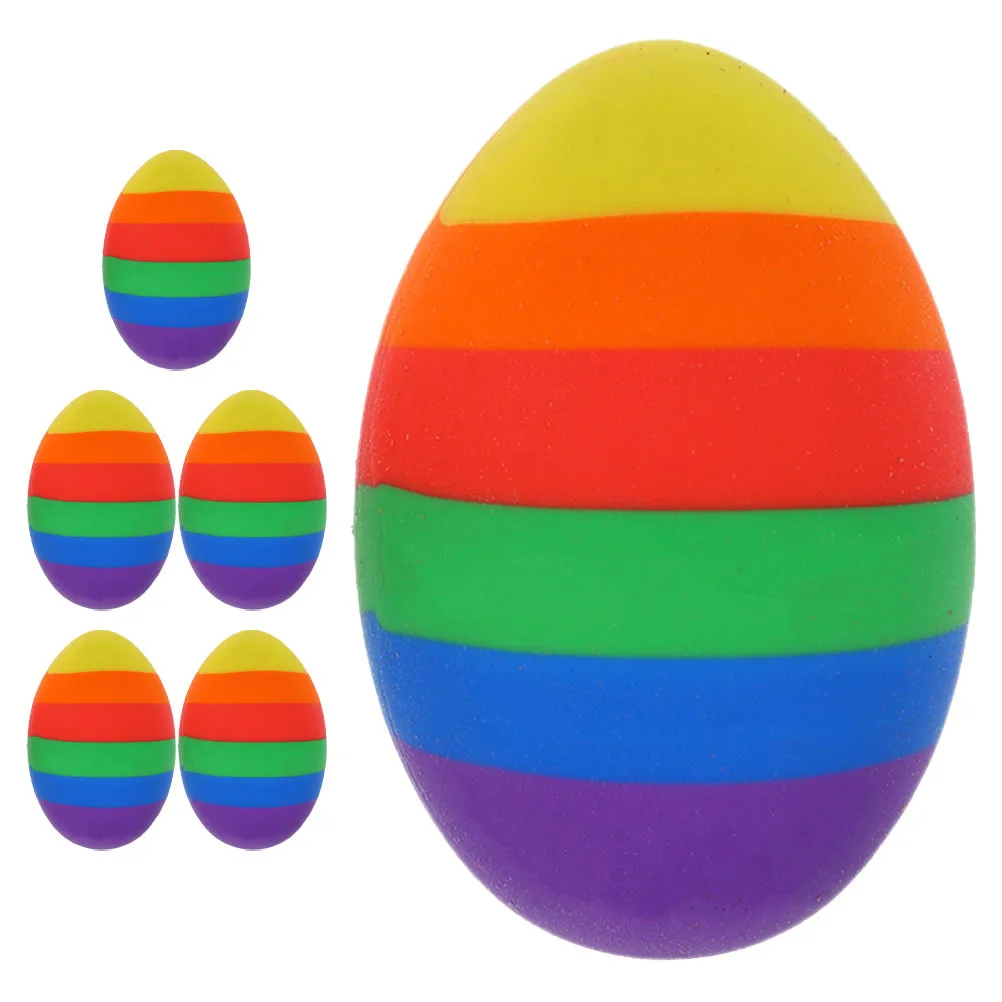 6 Pcs Studying Erasers Classroom Prize Pencil Colorful Egg for Teachers Easter Mini