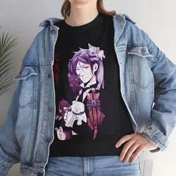 ユニセックスTシャツ,ヴィンテージ,グランジキャット,日本のアニメ,美的,ブラック,セバスチャン,キュウシャツサンジ,トボソ,ヤナ,重い綿