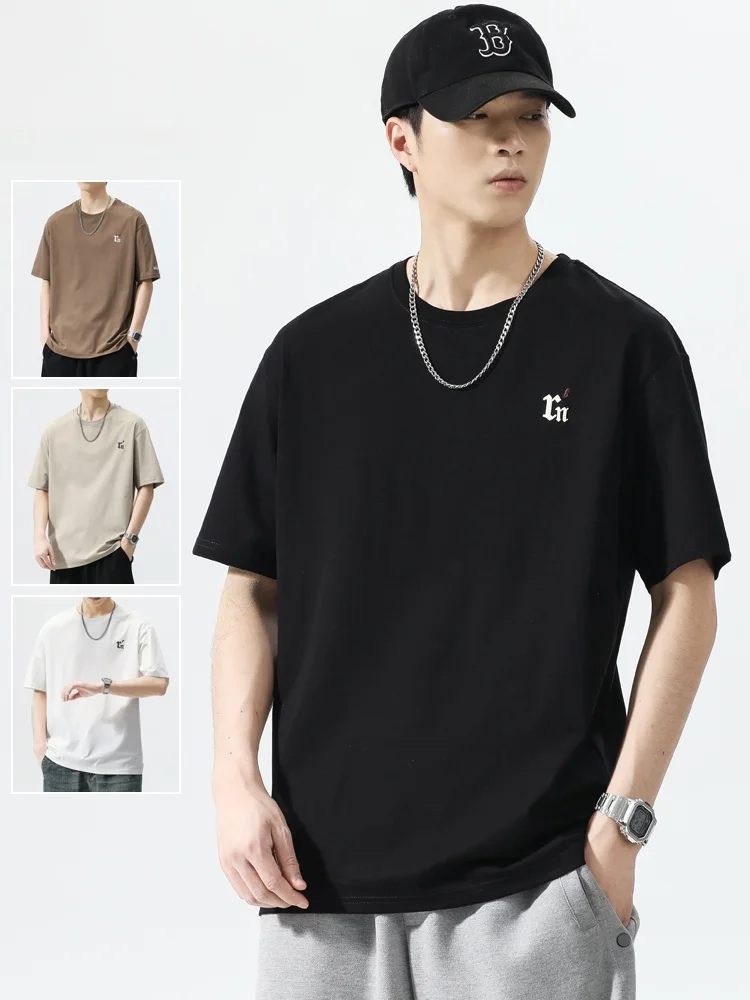 

Summer New Sle Loose Fit Men's Bla ort Sve T-irt Trendy Brand American Heavyweight Slimming Top Versatile Sweatirt