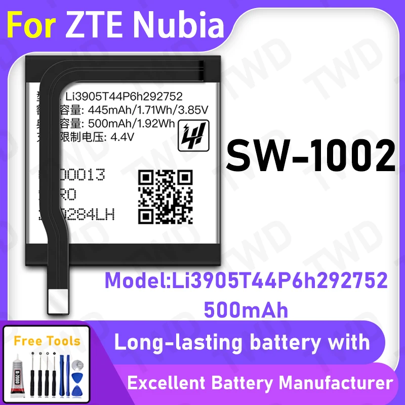 

100% New 500mAh Li3905T44P6h292752 Battery For ZTE Nubia SW-1002 Replacement Bateria+Free Tools