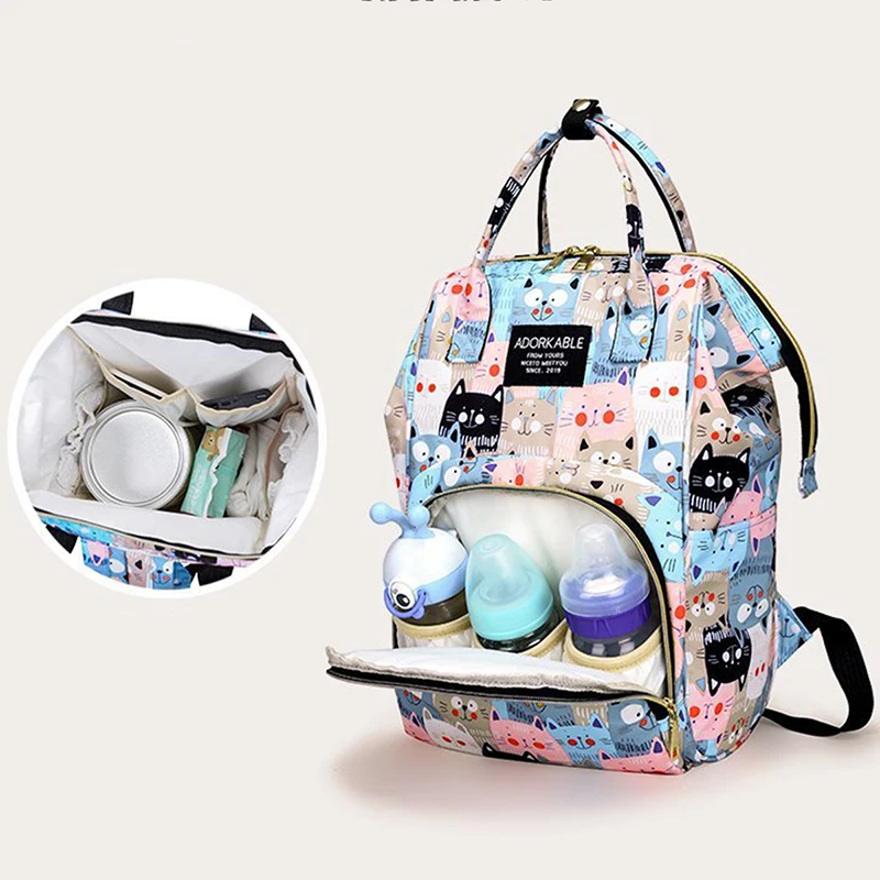 Cartoon Baby Stroller Hanging Bag Baby Diaper Storage Bag Large Capacity Baby Bottle Thermos Fashion Mommy Backpack Portable Bag