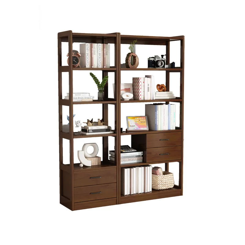Solid wood storage racks, living room study organizing racks, simple floor display