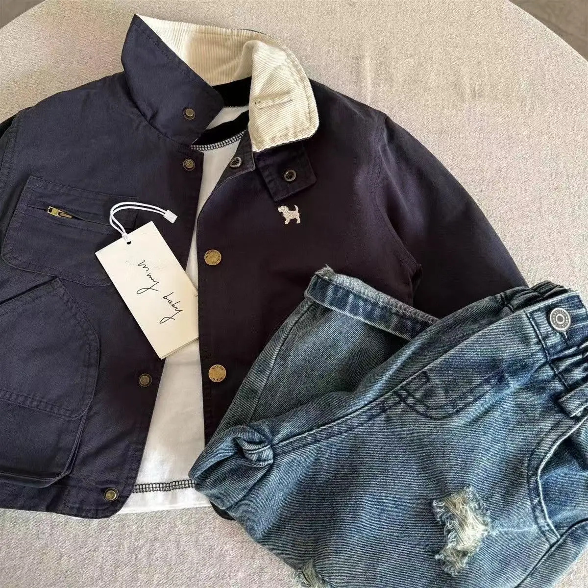 

Children's Spring and Autumn Coat Boys' 2025 New Embroidered Jacket Children's Cartoon Pocket Work Jacket