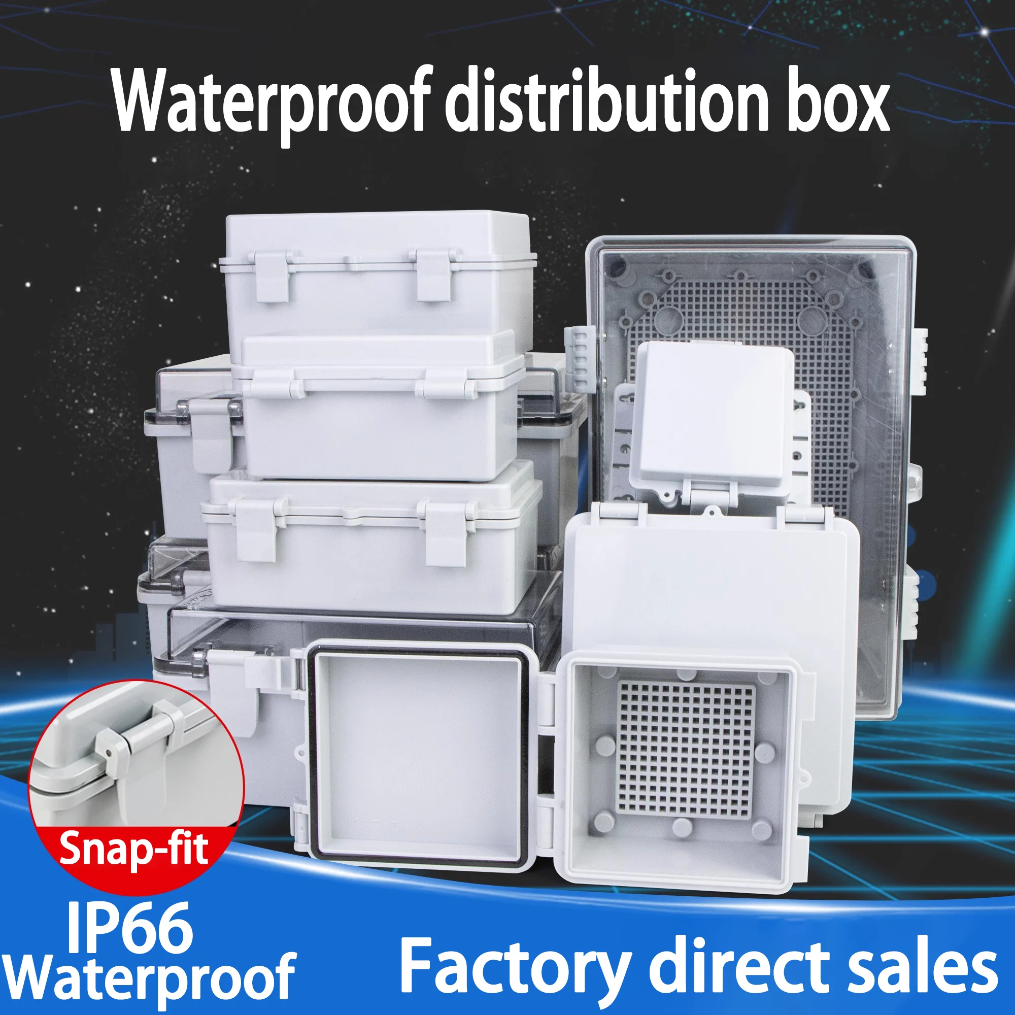 

Ip66 Abs ПК Шарнирный пластиковый корпус Водонепроницаемая электрическая распределительная коробка Водонепроницаемая уличная пластиковая коробка Распределительная коробка