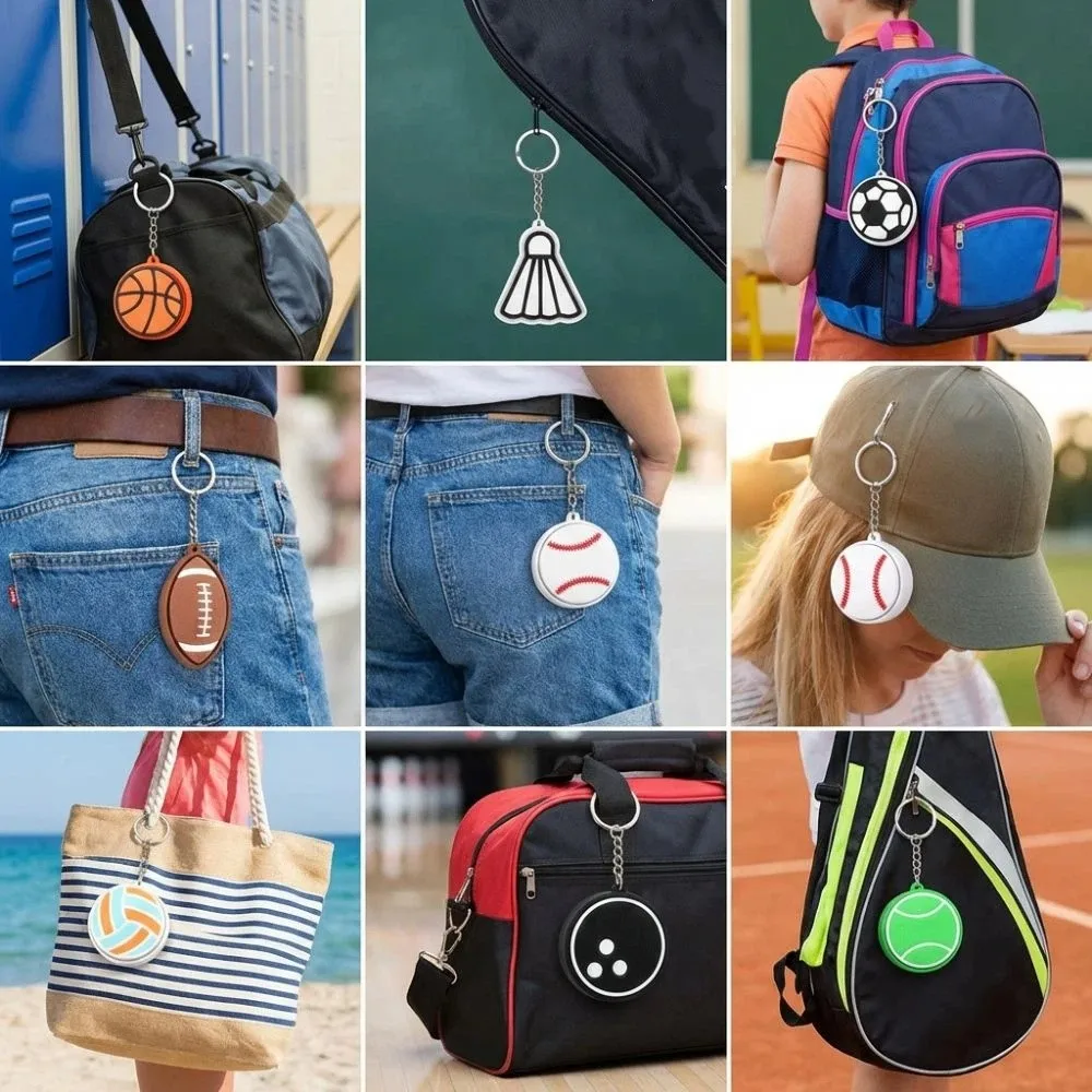 3D Printed Sports Balls Clicker Key Chain Sport Theme Cartoon Button Balls Key Chain Basketball Baseball Plastic Sensory Clicker