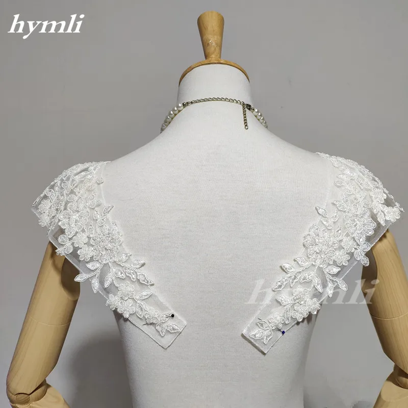 A Pair of Beaded Lace Bridal Shoulder Straps, Cap Sleeves - Exquisite Handmade Wedding Accessories
