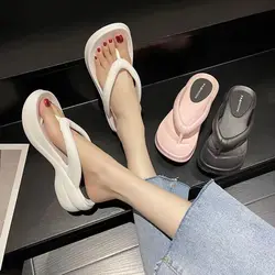 Thick Sole Wedges Flip Flops For Women 2023 Summer Clip  Platform Sandals Woman Non-slip Beach Slippers Girls Outdoor Slides