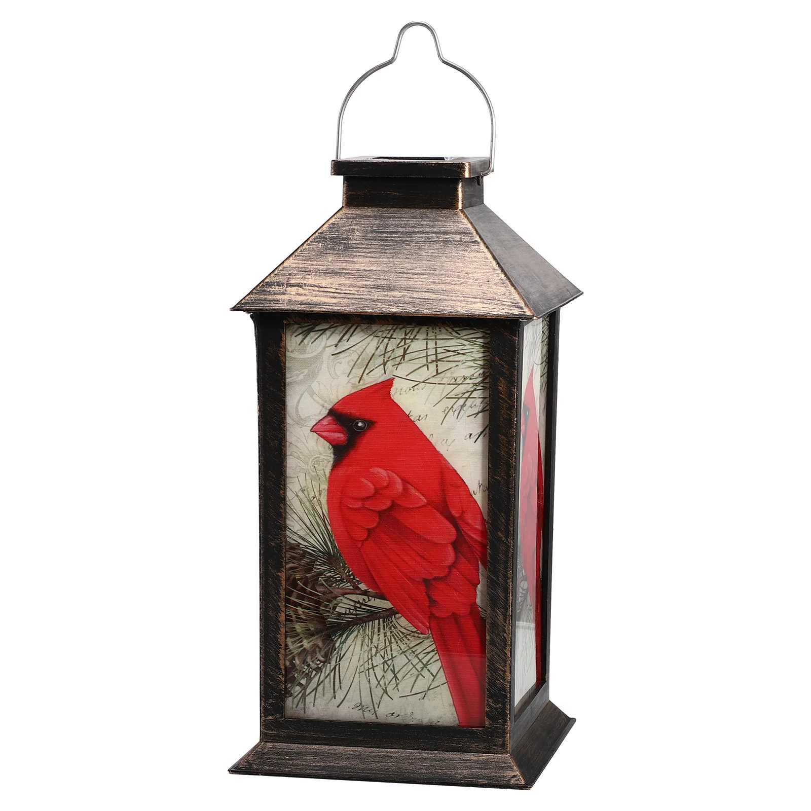 

Christmas Hanging Light Solar Tealight Lantern Chandelier Outdoor Pendant Decor Red Wrought Iron