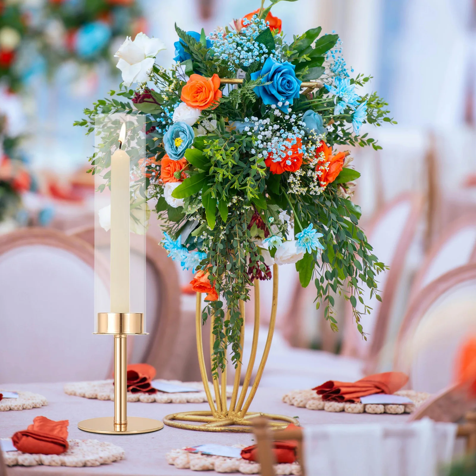 3 قطعة أصحاب الزجاج الذهبي إعصار العصي المعدنية يندبروف اسطوانة يغطي حفل زفاف ديكور للطاولات محور