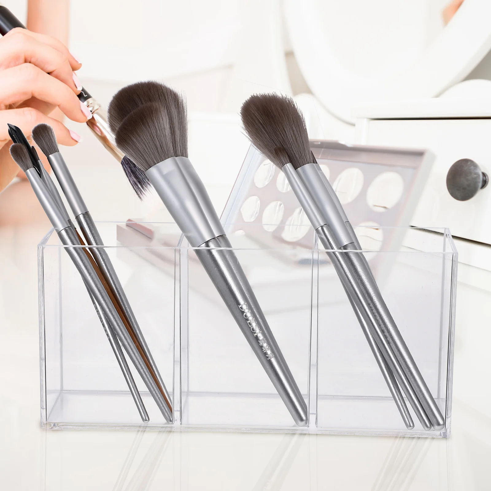 

Acrylic Pen Clear Makeup Brush Holder Brush Storage Container Makeup Organizer Desk Pen Holder Accessories Case