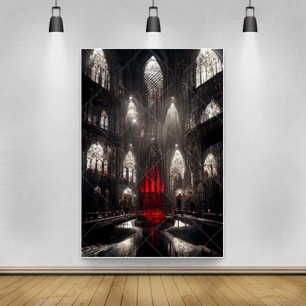 Halloween Gothic Dark Style Room Candle Holder Dark Red Rose Aldult Kid Party Vertical Backdrop Custom Kid Decor PhotoBackground