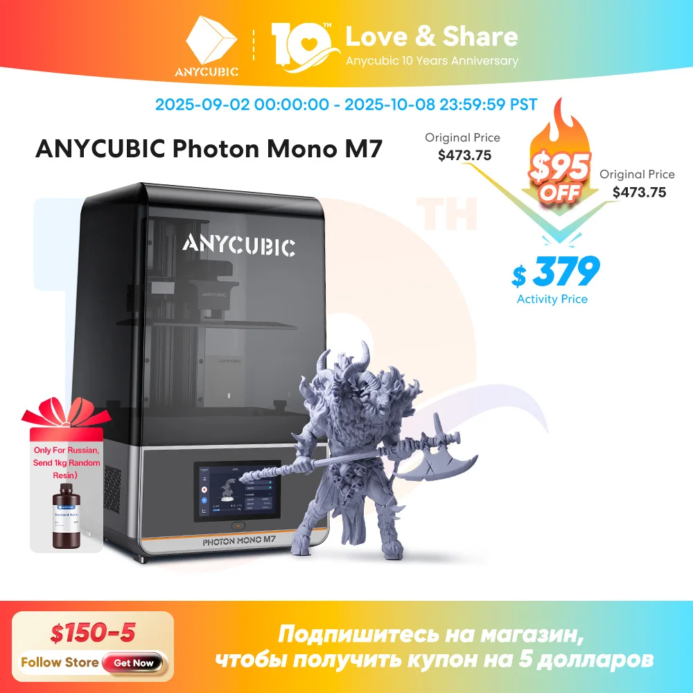 ANYCUBIC Photon Mono M7 14K Speed Up to 150mm/h Printing Mono MSLA 3D Printer 10'' LCD Resin 3D Printer Size 223*126*230m