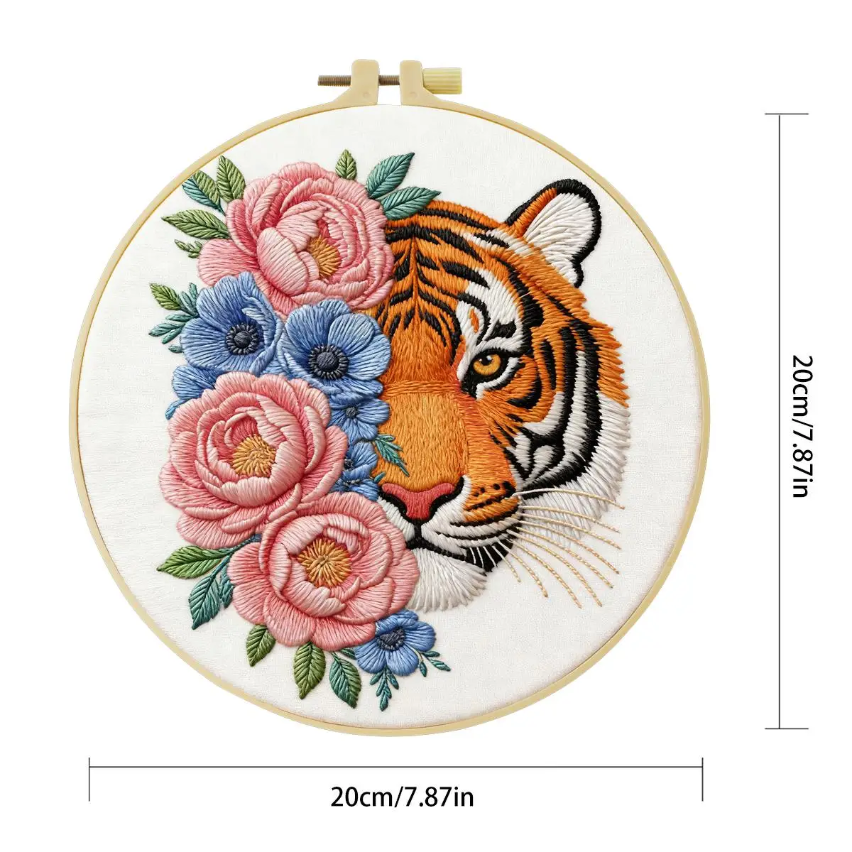 1 Stück 20X20CM/15X15CM 7,87/6,3 Zoll Tiger-Stickerei-Starter-Kit DIY-Kit DIY-Stickerei-Set Handarbeiten Heimdekoration Nadelkunst – Detail 4