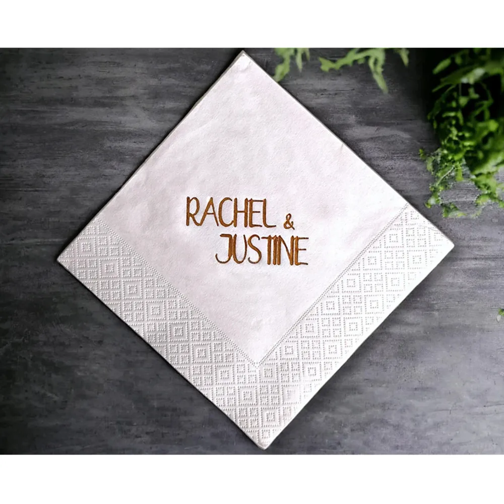 

50PCS Personalized Napkins, Wedding Napkin, Dinner Napkin, Coctail, Lunch, Custom Napkins, Foil print napkins, Lunch Personalisi