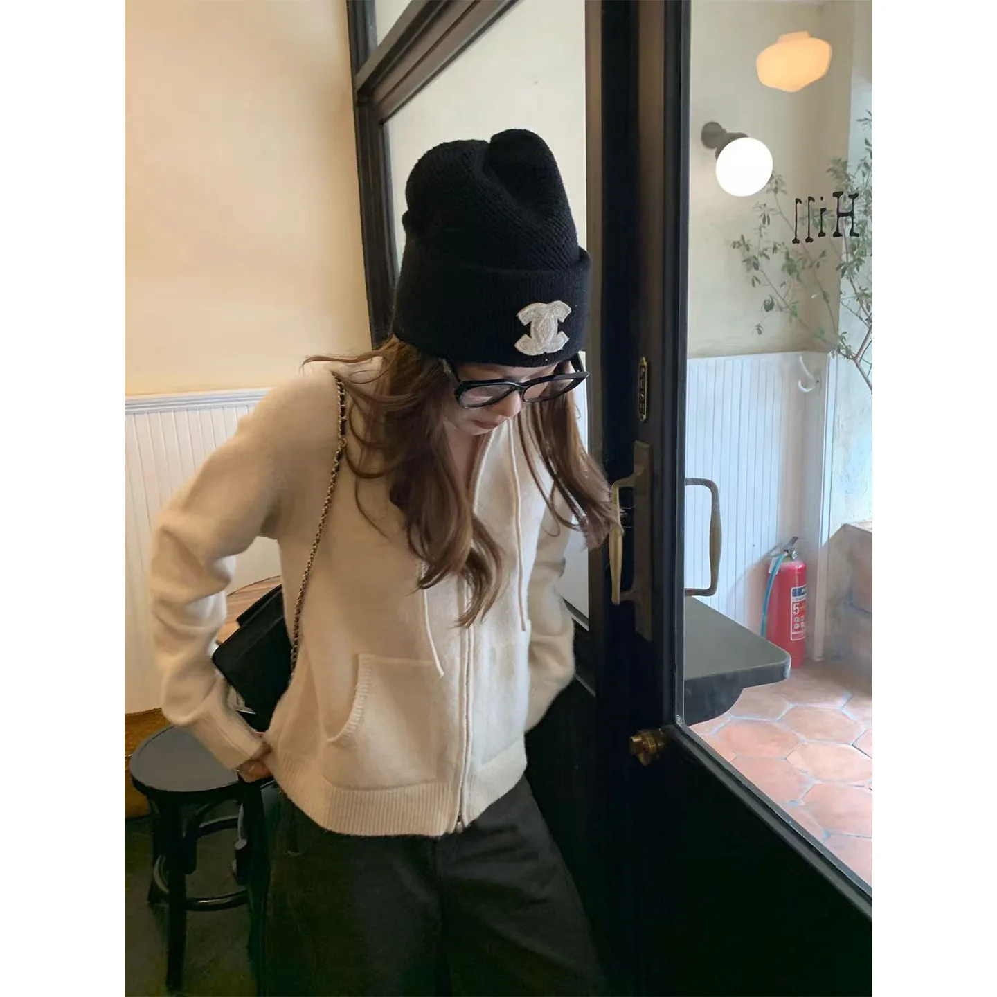 

Women Cardigan Hoodies 2025 New Women's Hooded Knit Cardigan Wool Blend Loose Versatile Zippered Casual Top