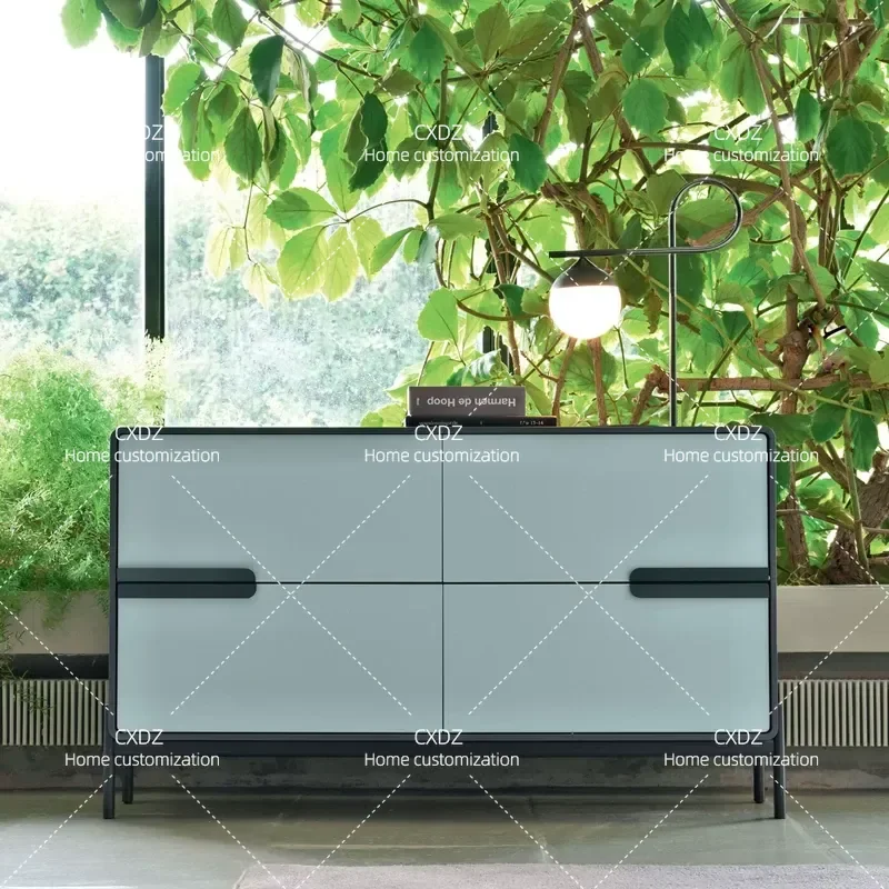 Modern Piano Finish Dining Side Cabinet Art Entrance Storage Unit Simple Multifunctional Tea Locker Complete