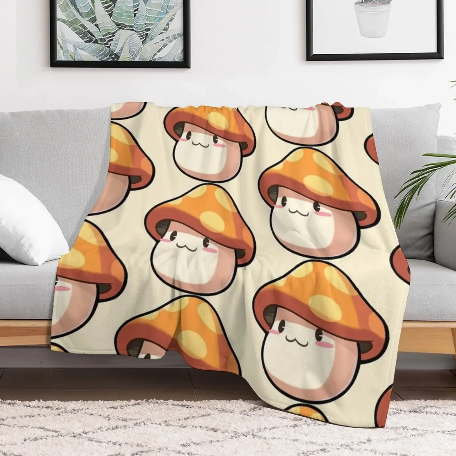 Maplestory M Mushroom (cream background) Throw Blanket Beautifuls Soft Big blankets and throws wednesday Blankets