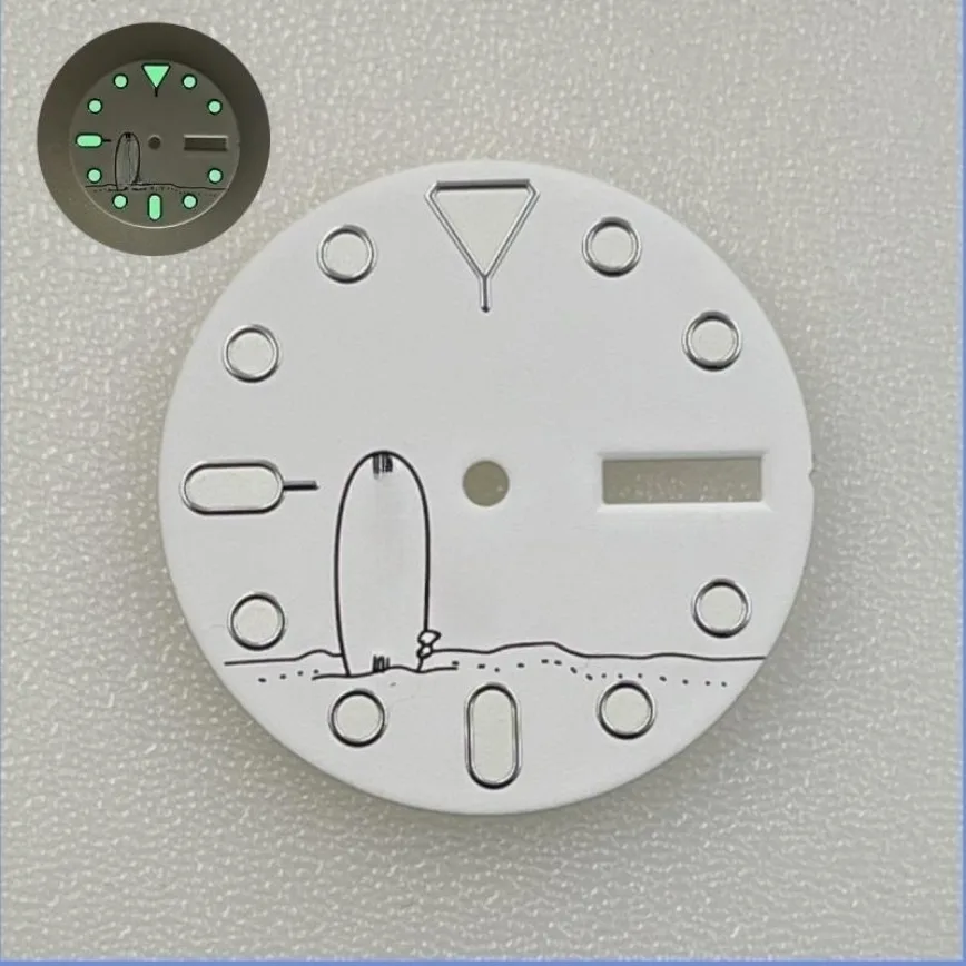 NH36 циферблат 28,5 мм, белый, мультяшный, зеленый, светящийся, подходит для NH36/4R36, аксессуары для часов