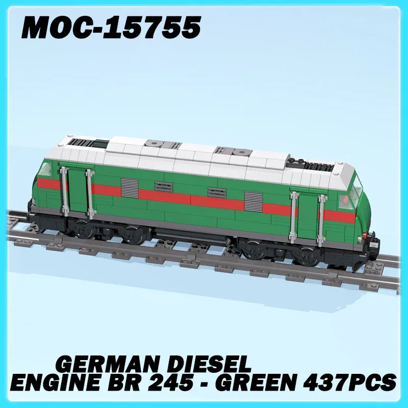 

MOC-15755 Серия мини-поезда, немецкий дизельный двигатель BR 245 - Зеленая Коллекционная образовательная модель, кирпичная головоломка, игрушка, подарки на день рождения, 437P