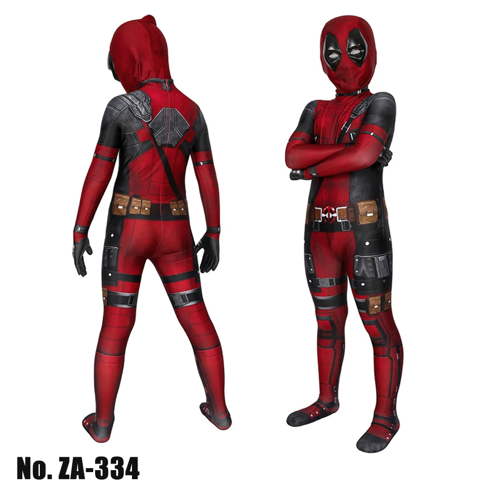 MARVEL DEADPOOL Cosplay Full Body Costume For Kids Adults 3D Pattern Jumsuit Bodysuit with Rich Accessories Deadpool Cloak Cape