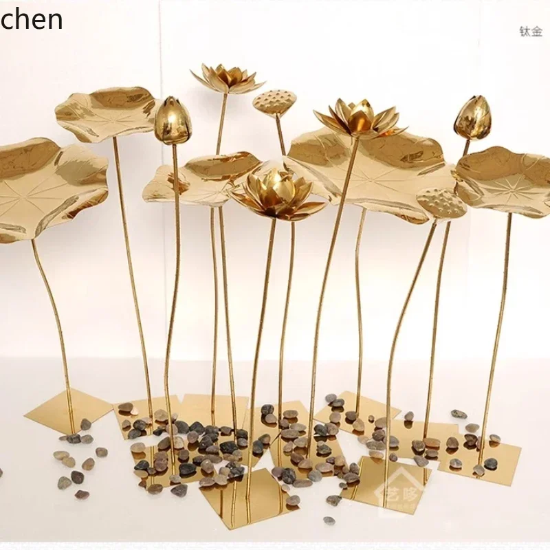 bj-a  Stainless Steel Metal Lotus Leaf Lotus Ornament Hotel Lobby Floor Ornament Outdoor Sculpture