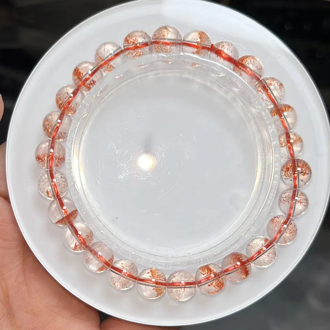 

Натуральный Красный, супер семь 7, Lepidocrocite, кварцевый браслет 7,3 мм, прозрачные бусины, бриллиантовый AAAAA