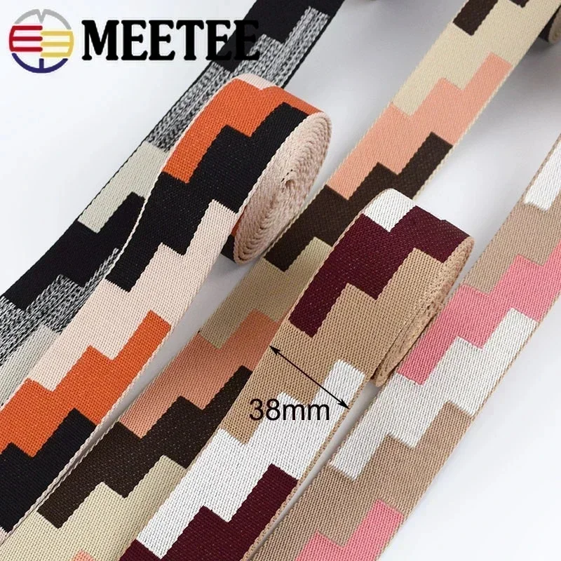 2Meters 38mm Colorful Polyester Webbing HandBags Strap Ribbon Tape Backpack Garment Lace Bias Banding DIY Sewing Accessories