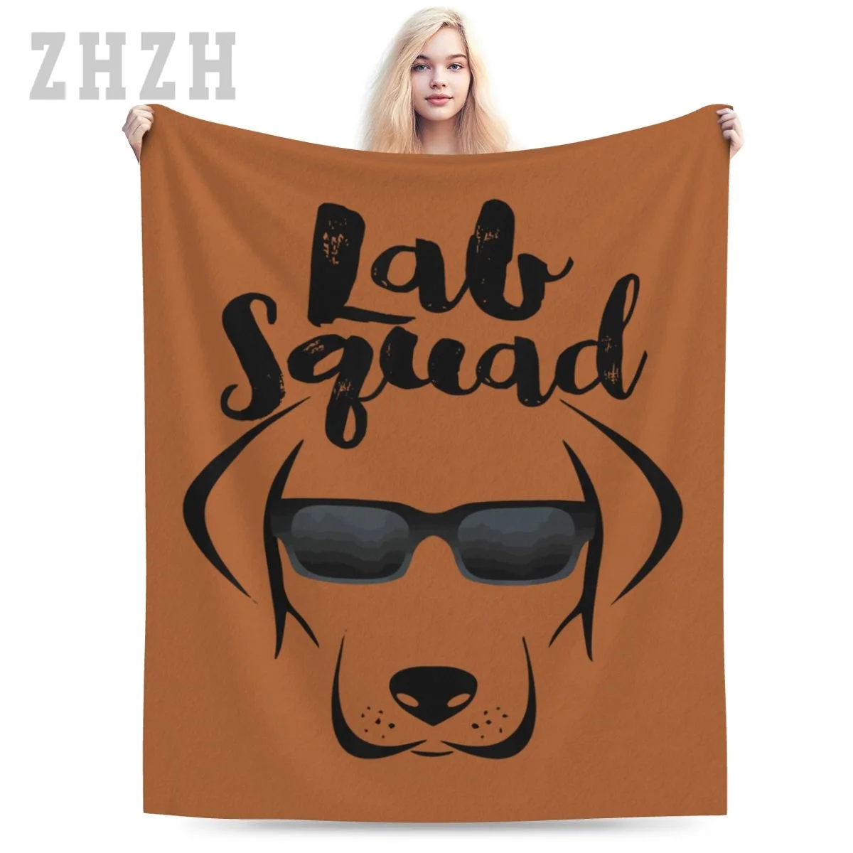 Blanket Labrador Retriever DOG GIFT, Black Lab Yellow Lab Squad Love Design Flannel Multifunction Camping Sofa Cover Keep Warm