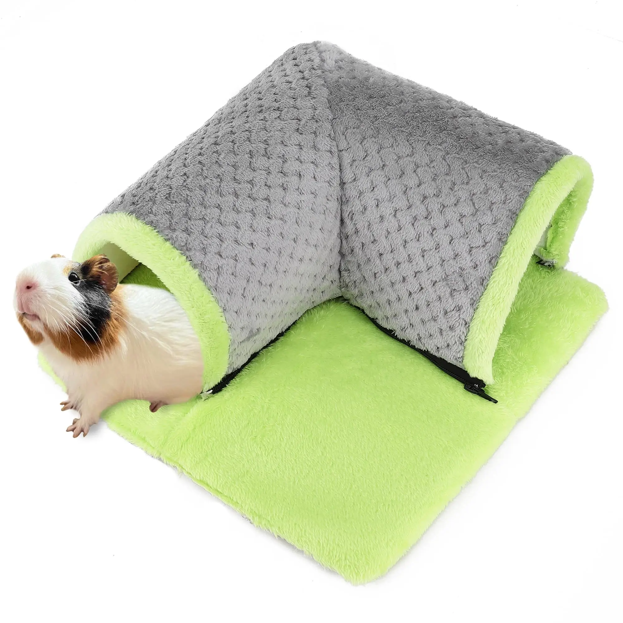 Hamster Play Tunnel Right Angle Guinea Pig Hideout Small Animal Warm Nesting Bed Detachable Plush Cages House for Hedgehog Bunny
