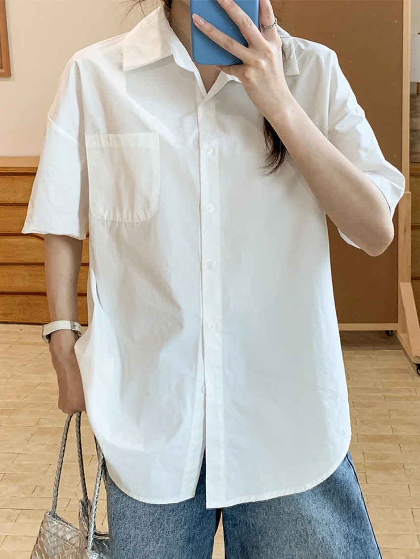 Alien Kitty 5 Colors Women Minimalist Shirts Chic Loose Short Sleeve Gentle Summer All Match Streetwear Daily Fashion New